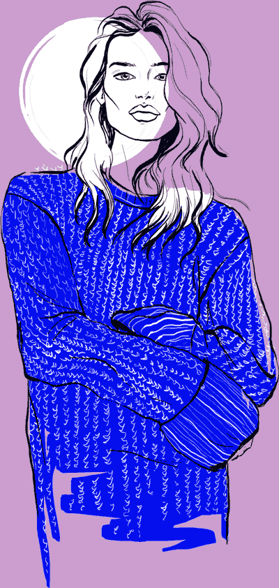 Girl in a Blue sweater